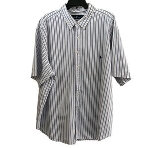 Ralph Lauren 100% Cotton Men’s Short Sleeve Stripped Button Down Shirt EUC sz2XB